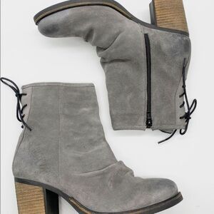 Bos & Co Barlow Suede Leather Boots Women 9.5 Lace up Granny Stacked Heel Witchy